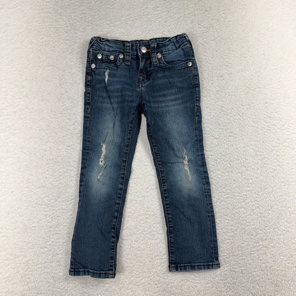 True Religion Geno Relaxed Slim Jeans Toddlers 5 Blue Faded Low Rise Adjustable